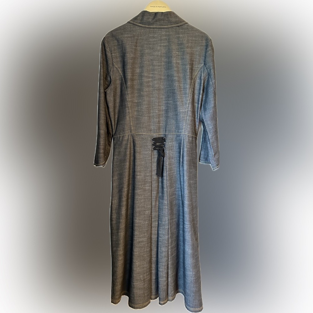 Vintage 1940s 1950s Button Down Denim Vibe Chambray Dress Size Large - Picture 3 of 7